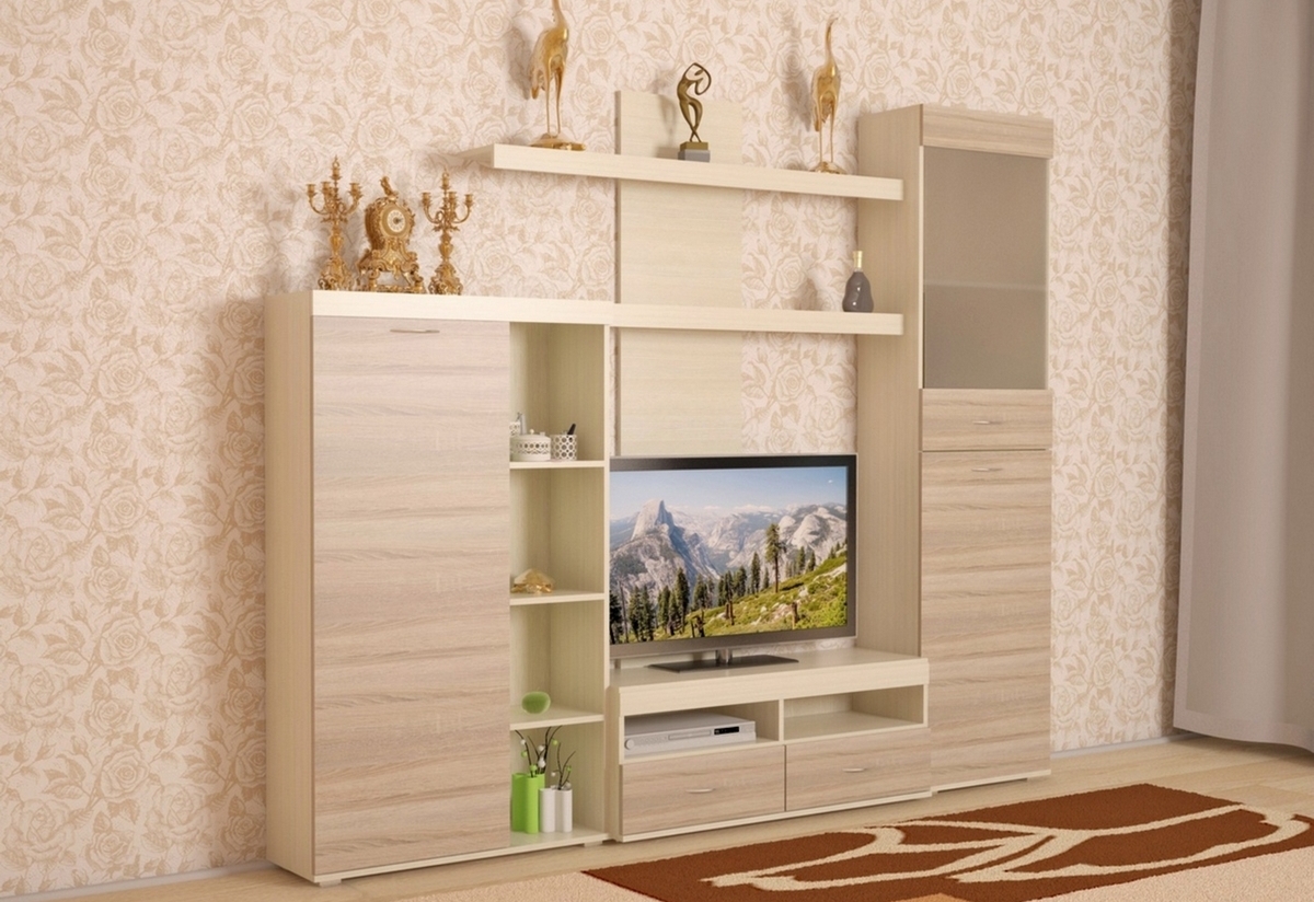 Стенка ТВ для гостиной с полками "Ультра-3" 2,4м купить в Барнауле на Малахова 86в "Эркер студия мебели" тел. 8-902-142-0865