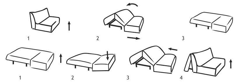 Механизм двойного сложения для дивана